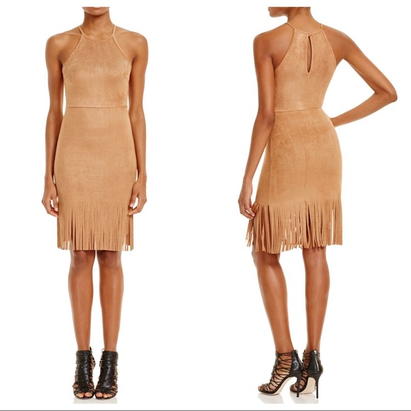 Aqua Dresses & Skirts - AQUA Fringed Faux Suede Dress